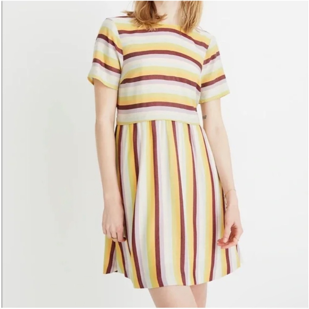 H15 Madewell Scoop-neck Back Striped Dress